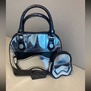 Loungefly Captain Phasma Silver Metallic Embossed Dome Bag w/ Coin Bag